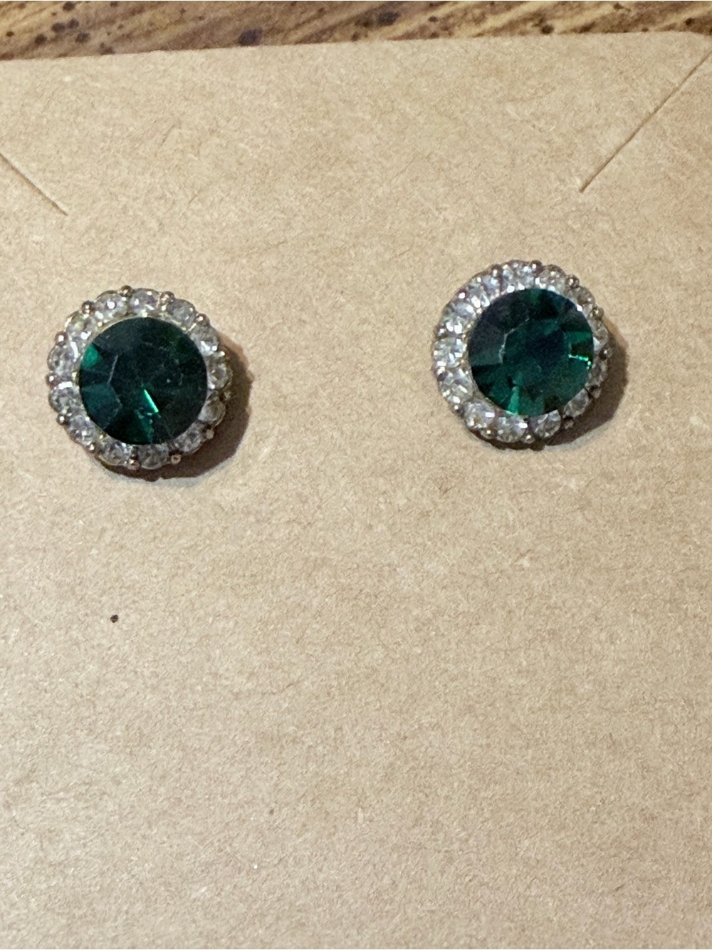 Emerald Green Crystal Halo Stud Earrings - Women Jewelry - Picture 1 of 5